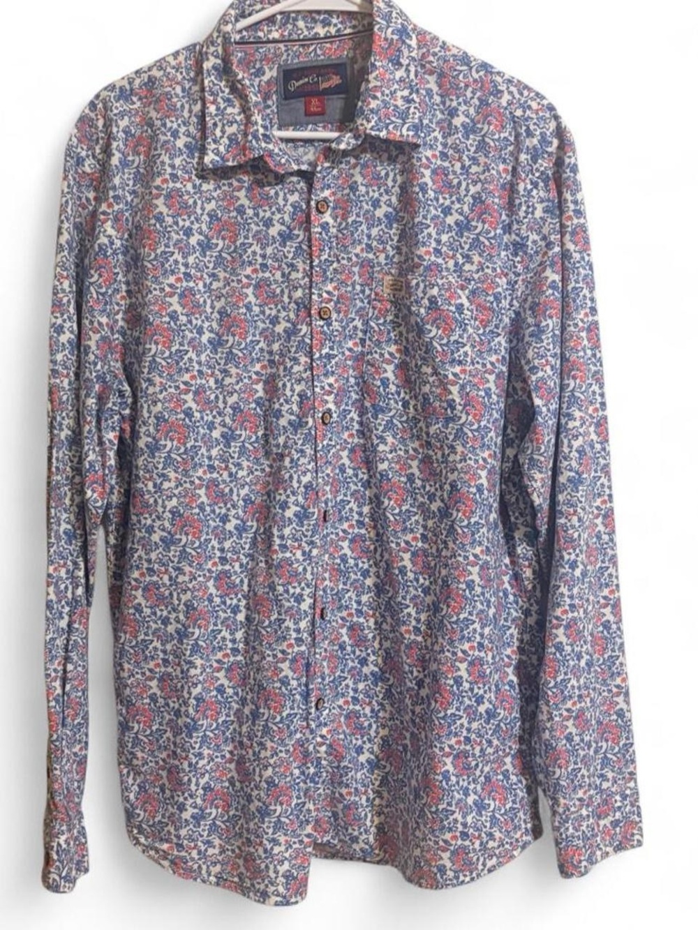 U.S. Polo Assn. Men's Floral Button-Down Shirt - Blue Red & White Sz XL